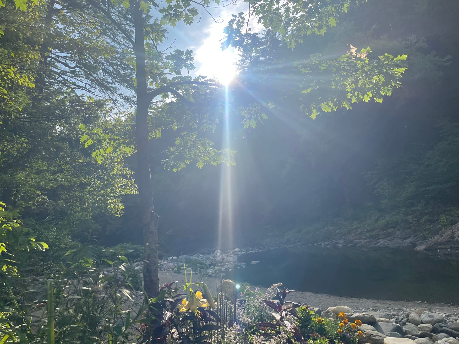 Rock River shoreline — water and stone, southern Vermont